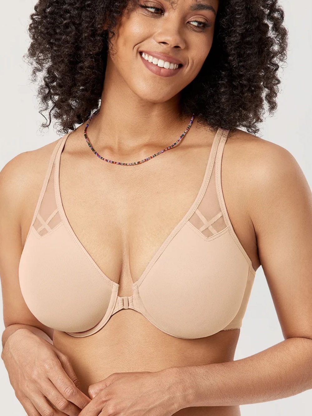 New DELIMIRA Front Closure Unlined Bra in beige size 34C